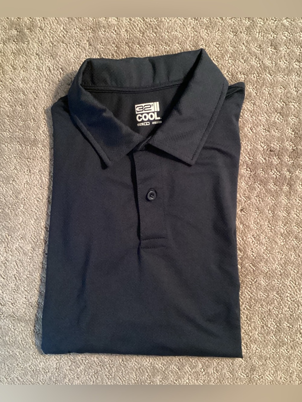 32 Degrees Cool Men's Black Polo-Golf Shirt, 2 button,moisture wicking, collar,L